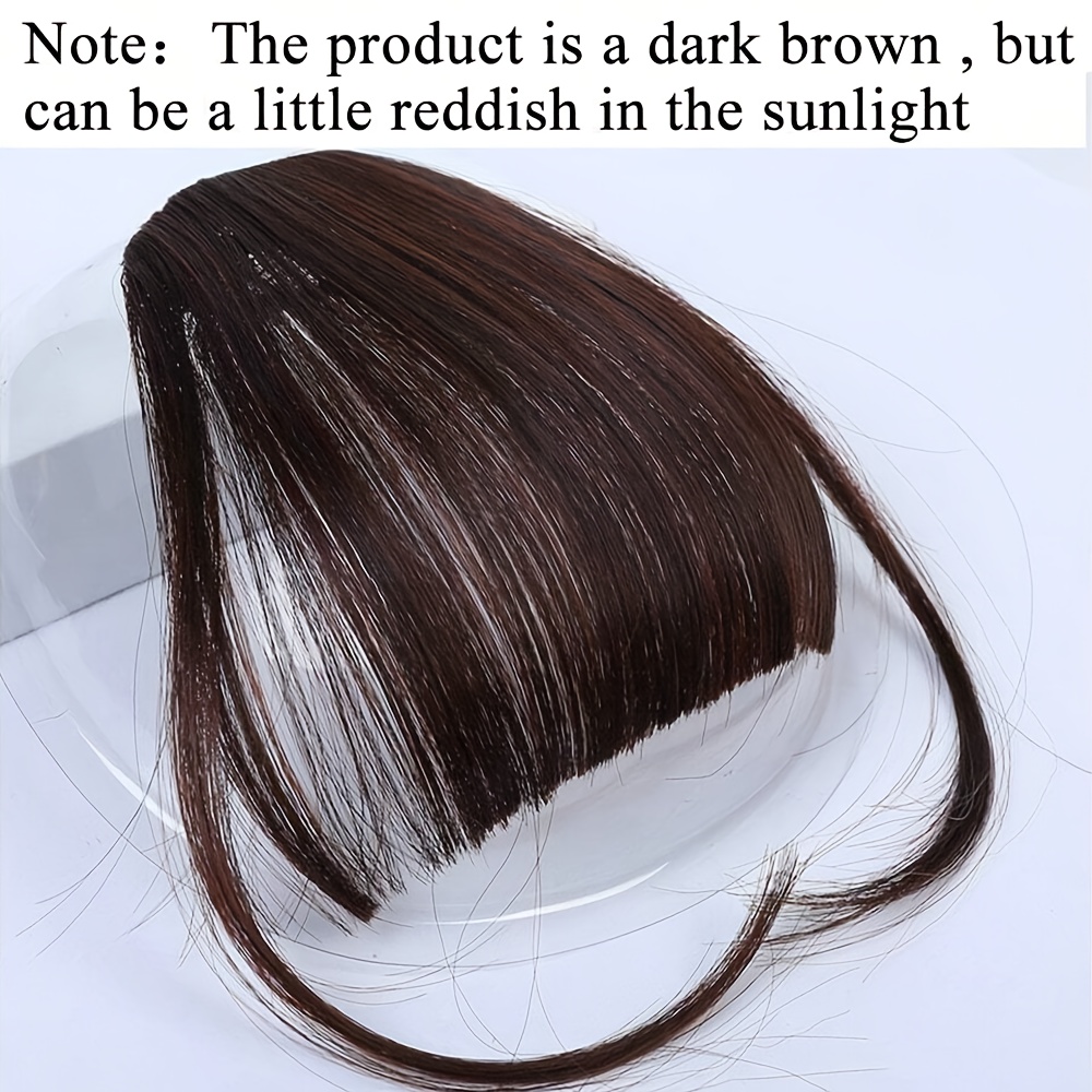 6 inch synthetic hair bangs extension for women natural looking straight hairpiece in dark brown light   high temperature fiber for daily wear parties valentines day outfits hair bun styling hair accessories details 2