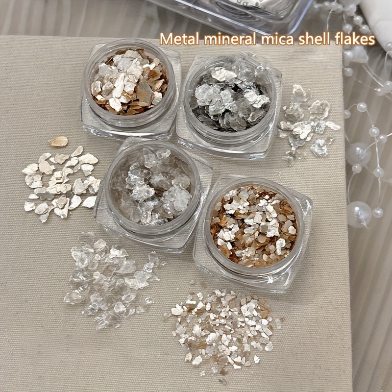 

Pack Of 6 High-gloss, Ultra-thin Metal Fragments, Mica Flakes - Perfect For Nail Art And Manicure Decorations