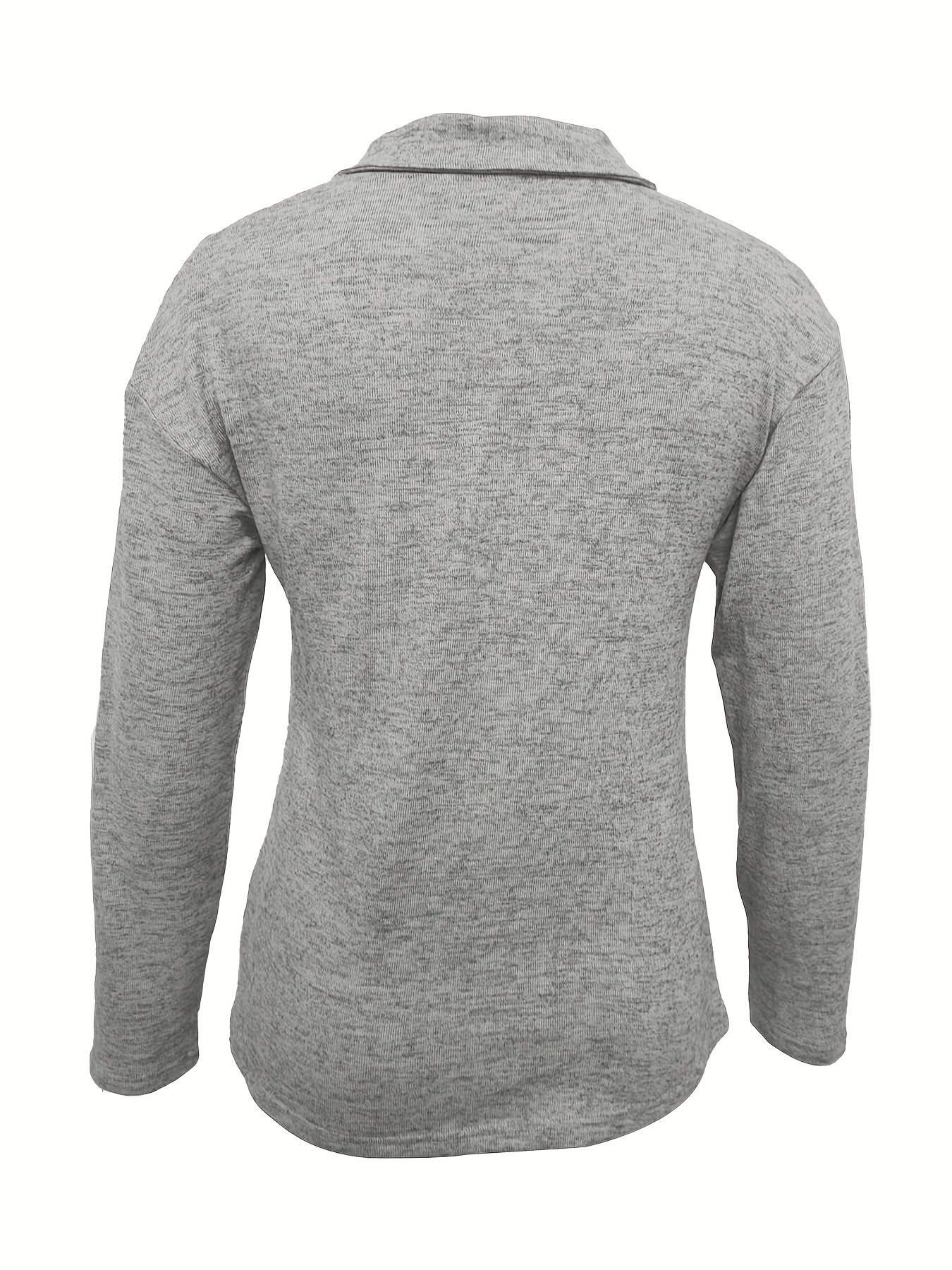 κομψό γυναικείο μακρυμάνικο μπλουζάκι, από πλεκτό ύφασμα πολυεστέρα, μονόχρωμο, κανονικής εφαρμογής, με γιακά πέτου και φερμουάρ, για την άνοιξη/φθινόπωρο Στοιχεία είδους 4