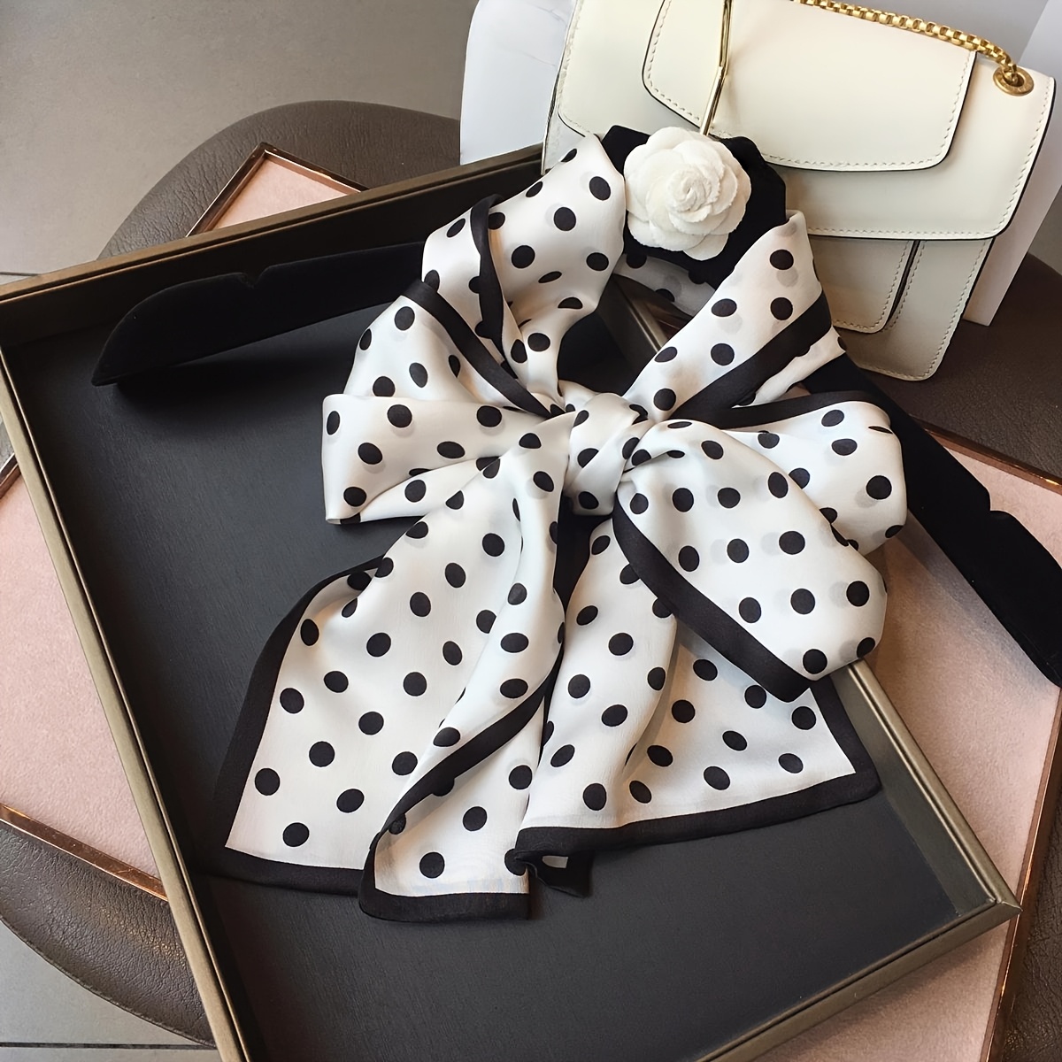 ? NWT 2pcs Silk Scarf And Knotted Turban Wrap polka dot boho Polka Dot Turban - Etsy main image 3
