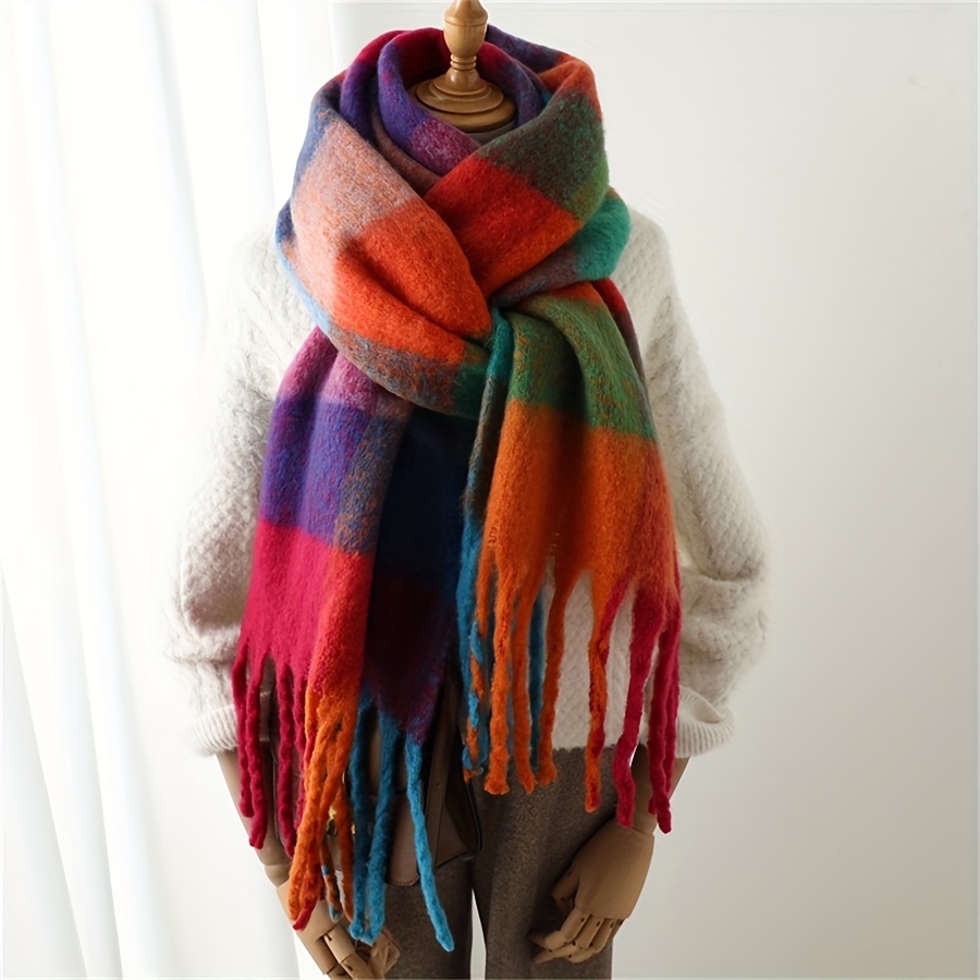 

Luxurious Chunky Knit Scarf With Soft Tassels - Cozy, Warm Cashmere Shawl For Autumn & Winter | Fashionable, Windproof, And Decorative Long Wrap For Casual