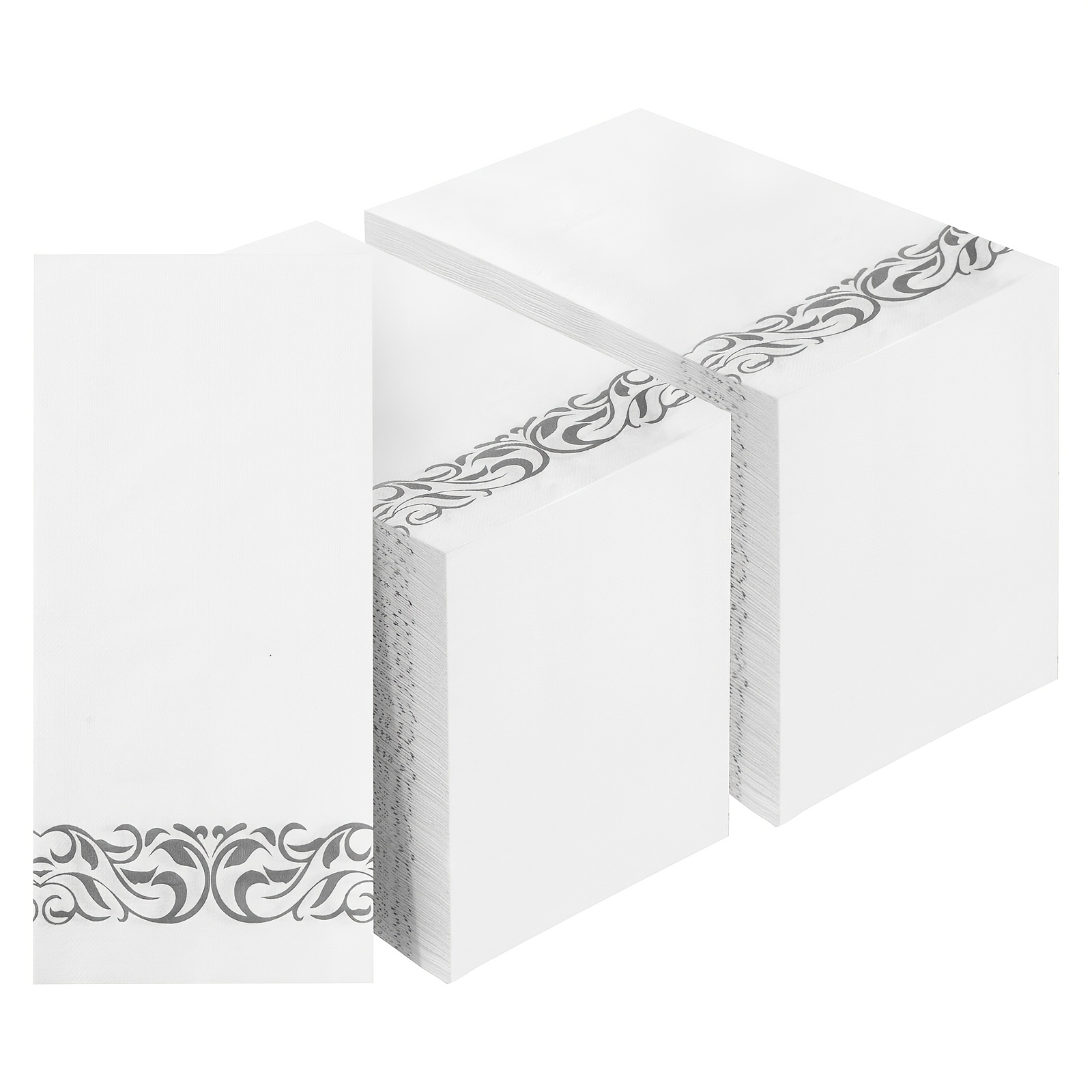 TEMU 100/200/400pcs Disposable Paper Napkins, 3-ply Dinner Napkins With Silvery Trim For Guests, Bathroom Paper Hand Towels Soft And Absorbent,