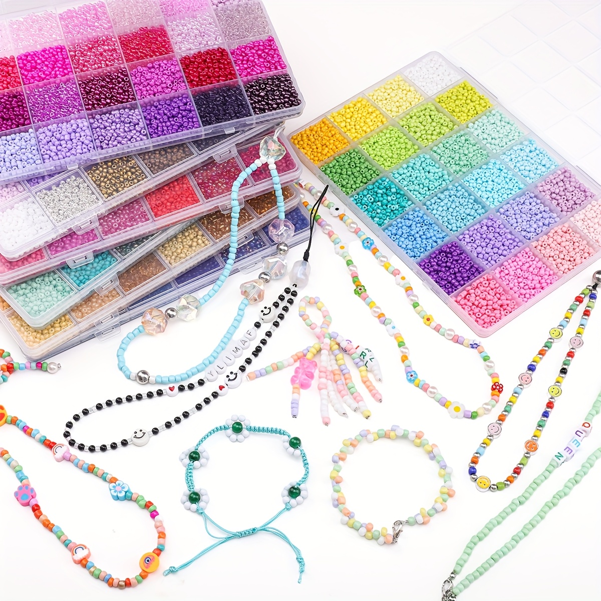 LiQunSweet 15 colori 3400 pezzi di perle di vetro sciolte gioielli