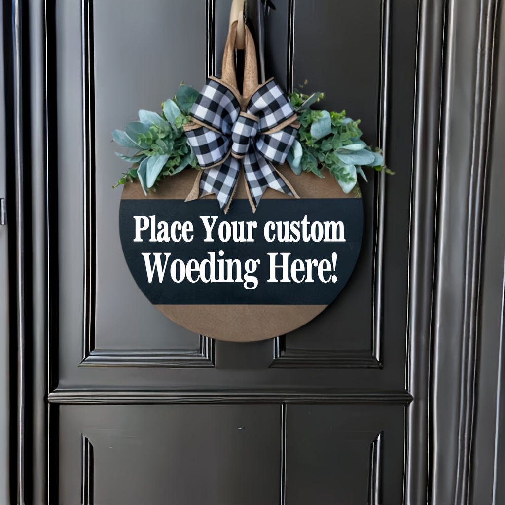 

1pc, Custom Text Personalized Name Door Wreath Front Door Decor Front Door Decor, Custom, Front Door Wreath, Front Door Sign, Front Door Hanger, All Year Wreath, Home Decor