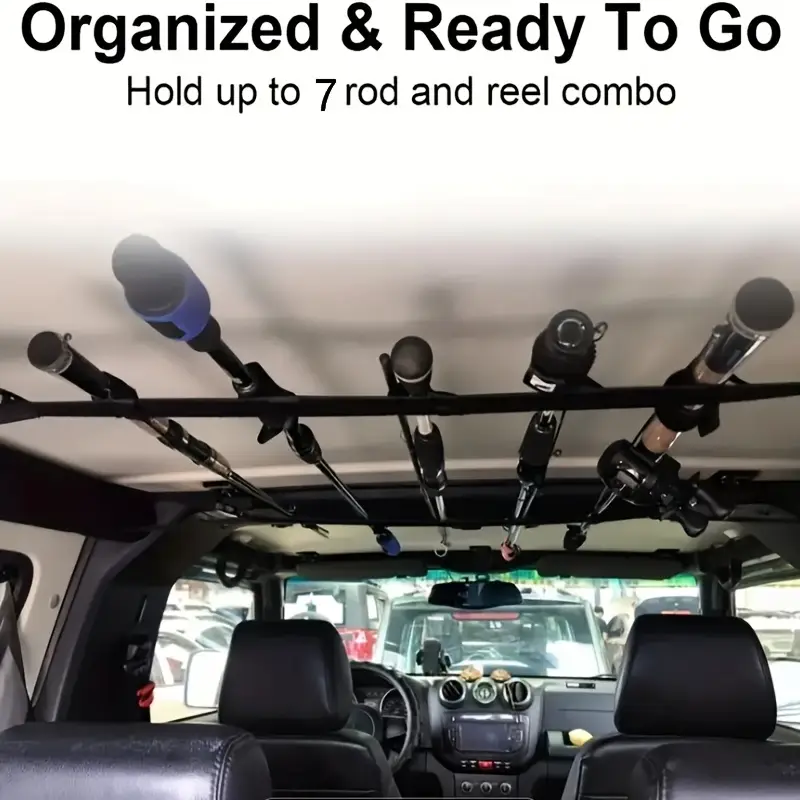 carrying a fishing pole in your car AUXPhome Adjustable Horizontal Rod Storage Rack Holder with Suction Cups Attach for Vehicle Car/Truck/SUV/Boat/Smooth Glass - to Hold 4 Fishing Rods Sharing my solution to hauling