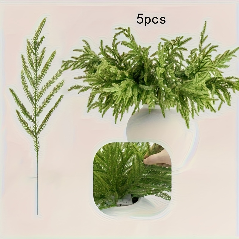 Image of 5/10pcs Lifelike Artificial Cedar Branches - Perfect For Christmas Wreaths And Home Decor, No Container Included