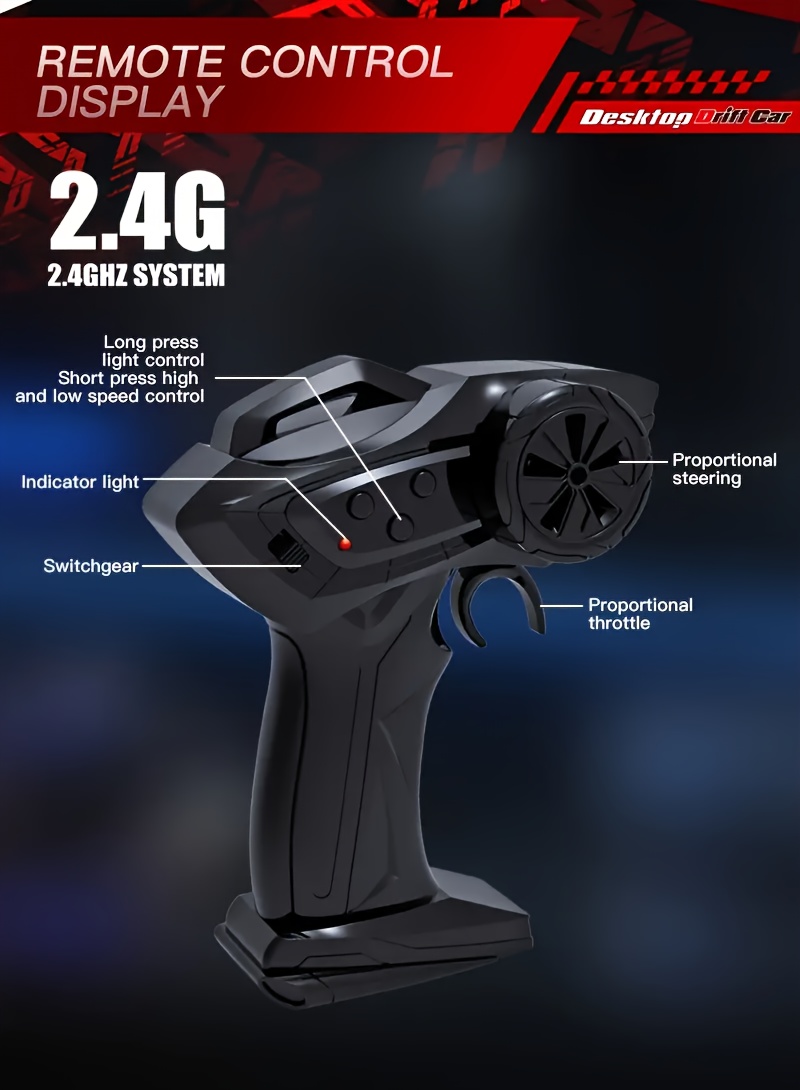 RC Drift Car, 1:64 Scale 4WD, with USB Rechargeable Battery, 2.4GHz Radio Control, Durable Plastic Body & Sleek Design for Indoor/ Outdoor Drifting Fun, Perfect Gift for Boys, Girls