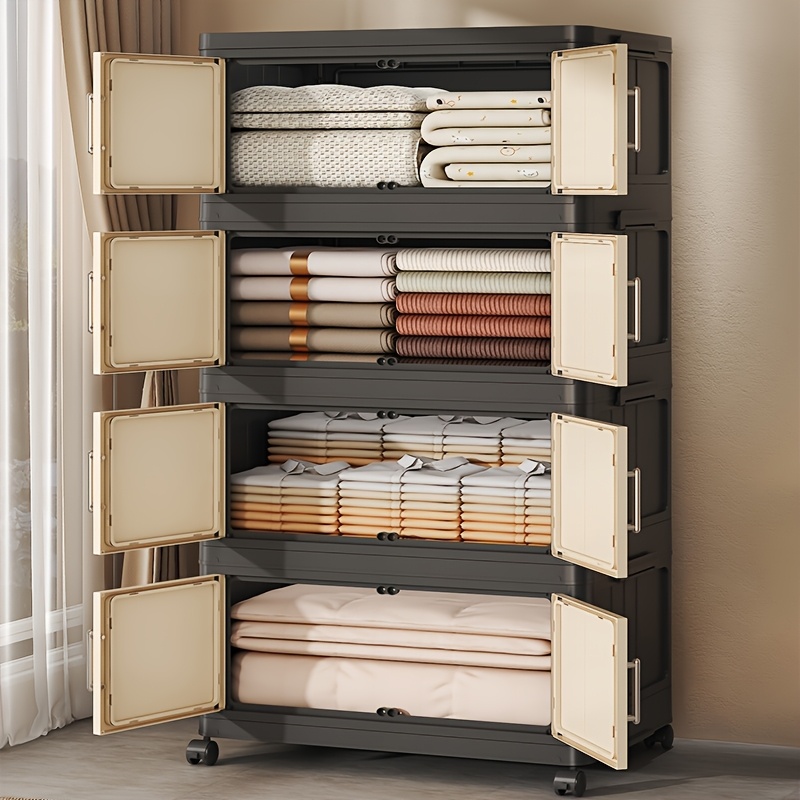 Large-Capacity Plastic Storage Bin with Lid, Foldable Storage Bin