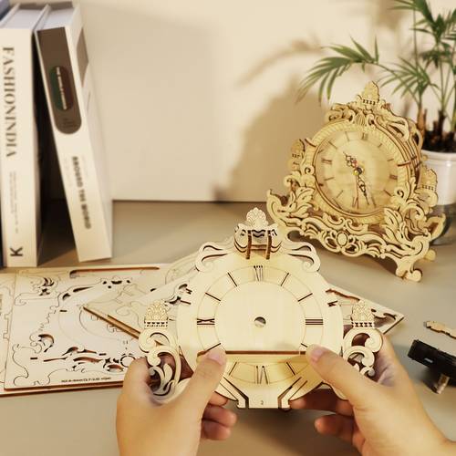 3d wooden puzzle for adults clock model kits desktop clock diy crafts handmade building blocks home decor creative birthday or christmas gifts