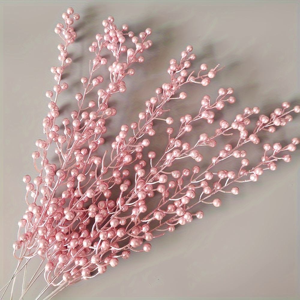 

10 Pcs Pink Artificial Berry Stems - Plastic Berries For , Wreaths, New Year , Diy Crafts, Wedding & Birthday Celebrations, Tabletop Accents