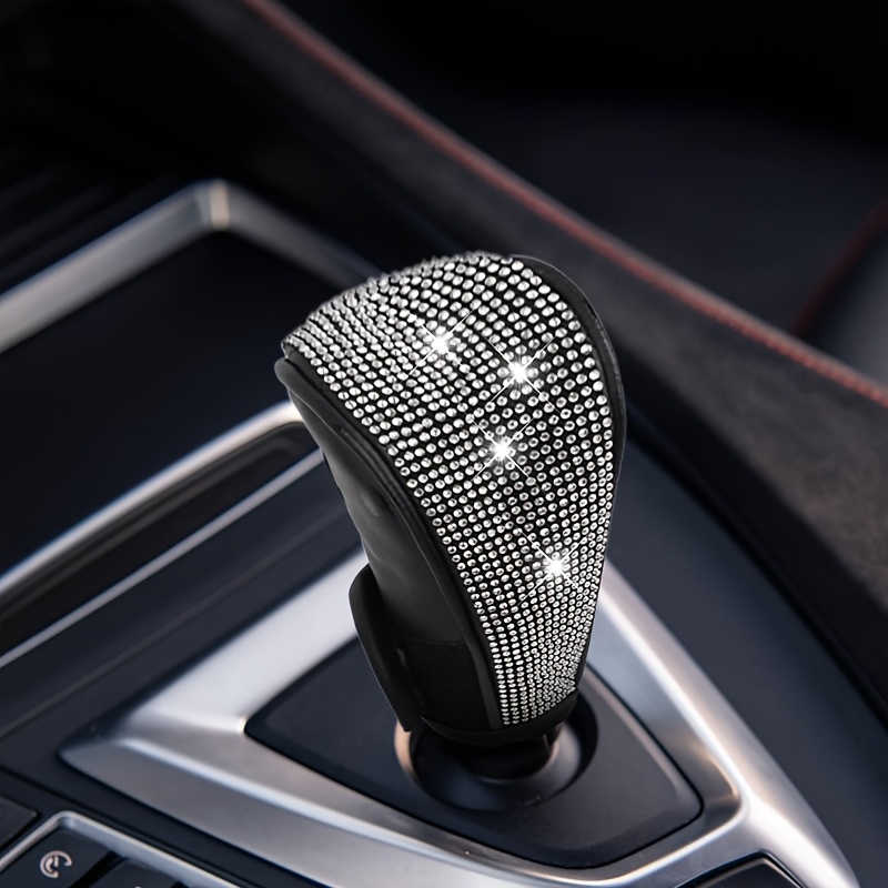 TEMU Shiny Car Gear Shift Knob Cover With Rhinestones, Automatic Gear Shift Gear Cover For Women And Girls, Interior Decoration Accessory