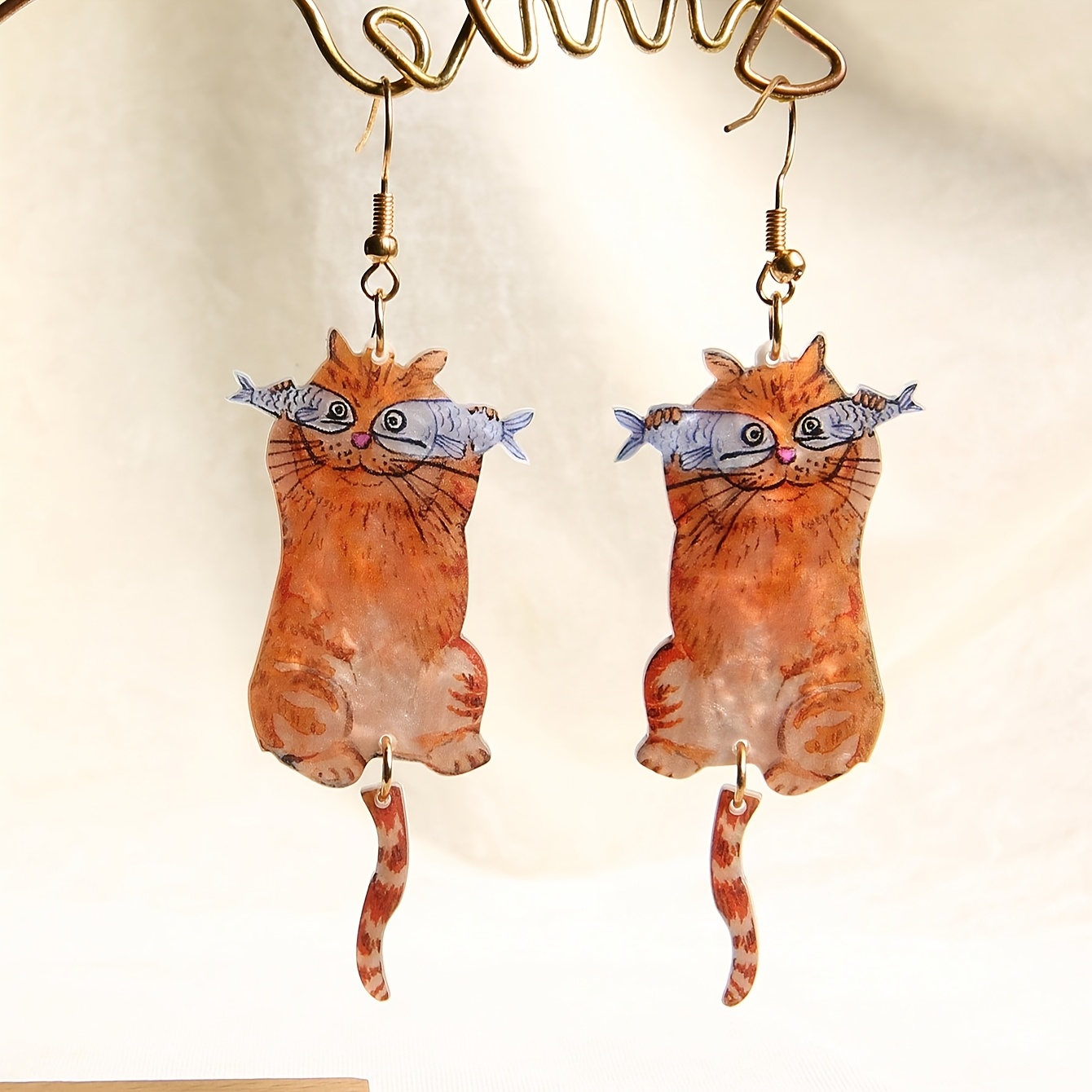 TEMU Funky Jewelry Funny Cute Statement Earrings Creative Earrings Fish Eye Cat Animal Lover Acrylic Resin Drop Earrings Dangle Earrings For Women