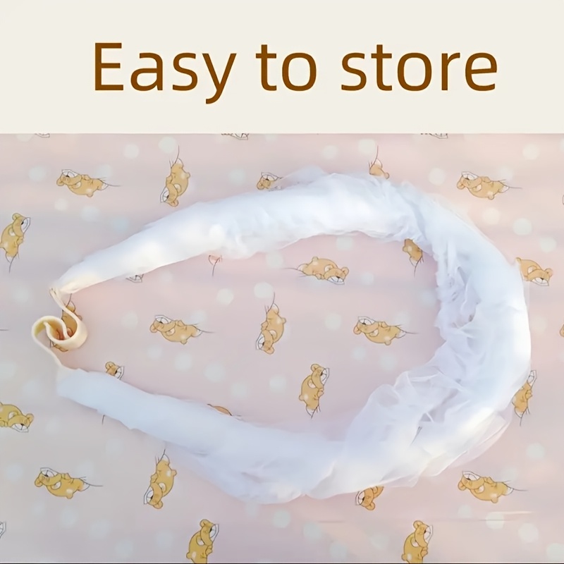 Image of No Tying Toddler Net - Prevents Insect Bites, Ensuring Safe And Comfortable Sleep For Toddlers, Foldable And Portable Design, Made Of White Polyester Fiber