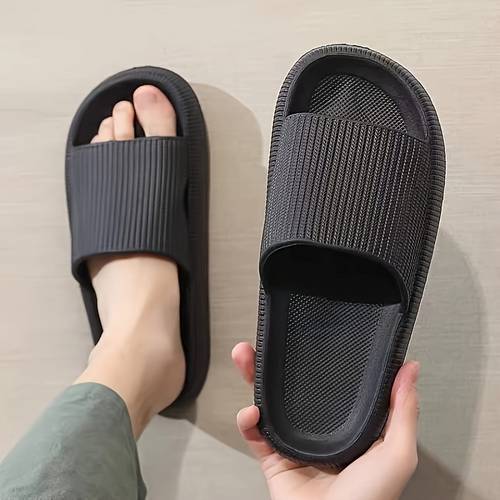 mens solid color striped home slippers outdoor beach couple slippers