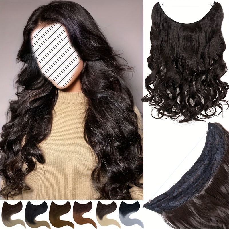 s noilite invisible wire hair extensions adjustable size breathable lace net synthetic straight curly wavy secret headband for women natural look highlighting piece details 3