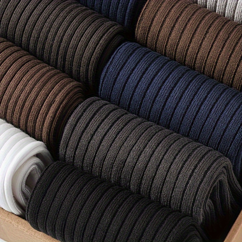 5-pair Men's Solid Color Crew Socks, Sweat-absorbent and Breathable, Suitable for All Seasons, Business Socks, Sports Socks, Unisex Asian Sizes 6 5-pair Men's Solid Color Crew Socks, Sweat-absorbent and Breathable, Suitable for All Seasons, Business Socks, Sports Socks, Unisex Asian Sizes - Image 6