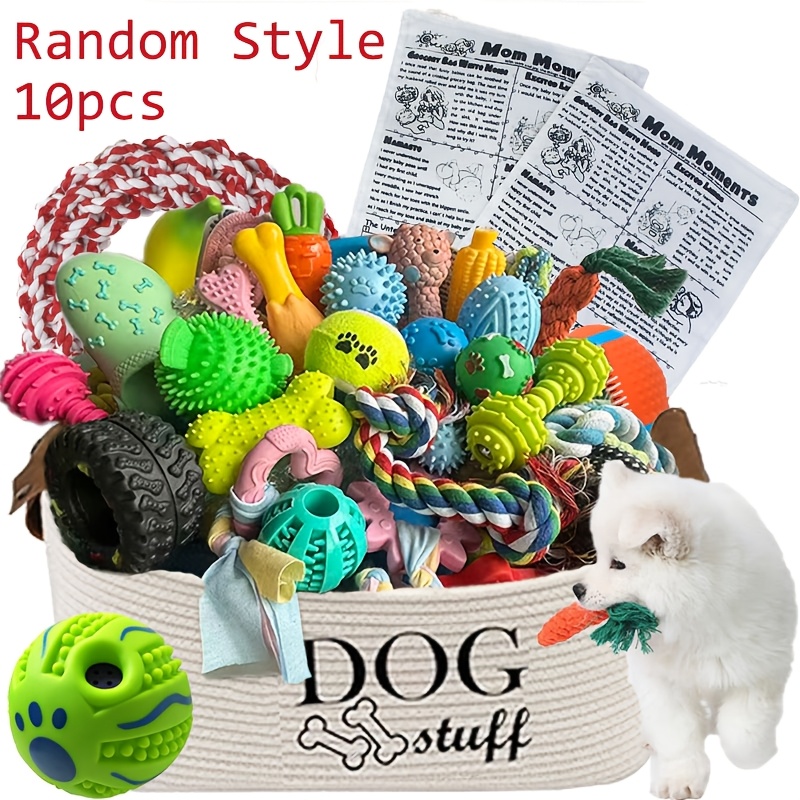 E-shop 10-teiliges Sortiment Hundespielzeug-Set, langlebiges, kauresistentes Geschenkpaket, Zahnreinigung Kauen, unzerstörbar, geeignet für kleine