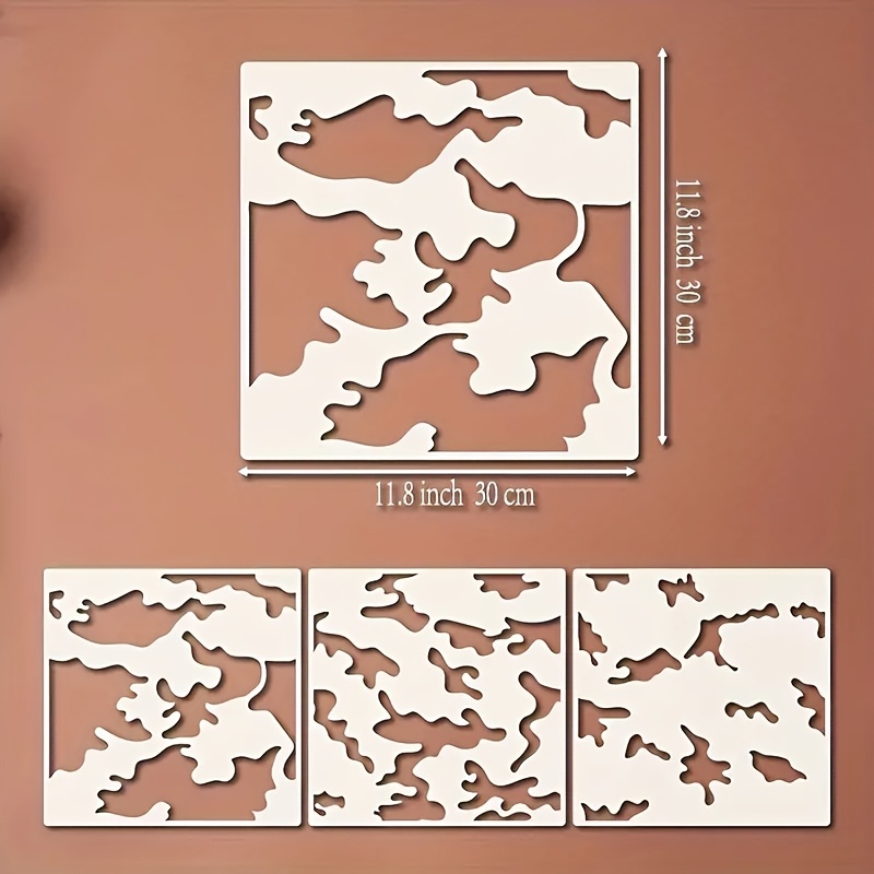 3pcs Camouflage Art Stencil Set - 11.8 Inch Washable Reusable Plastic Templates, Wall/fabric/wood/canvas Decor Tools