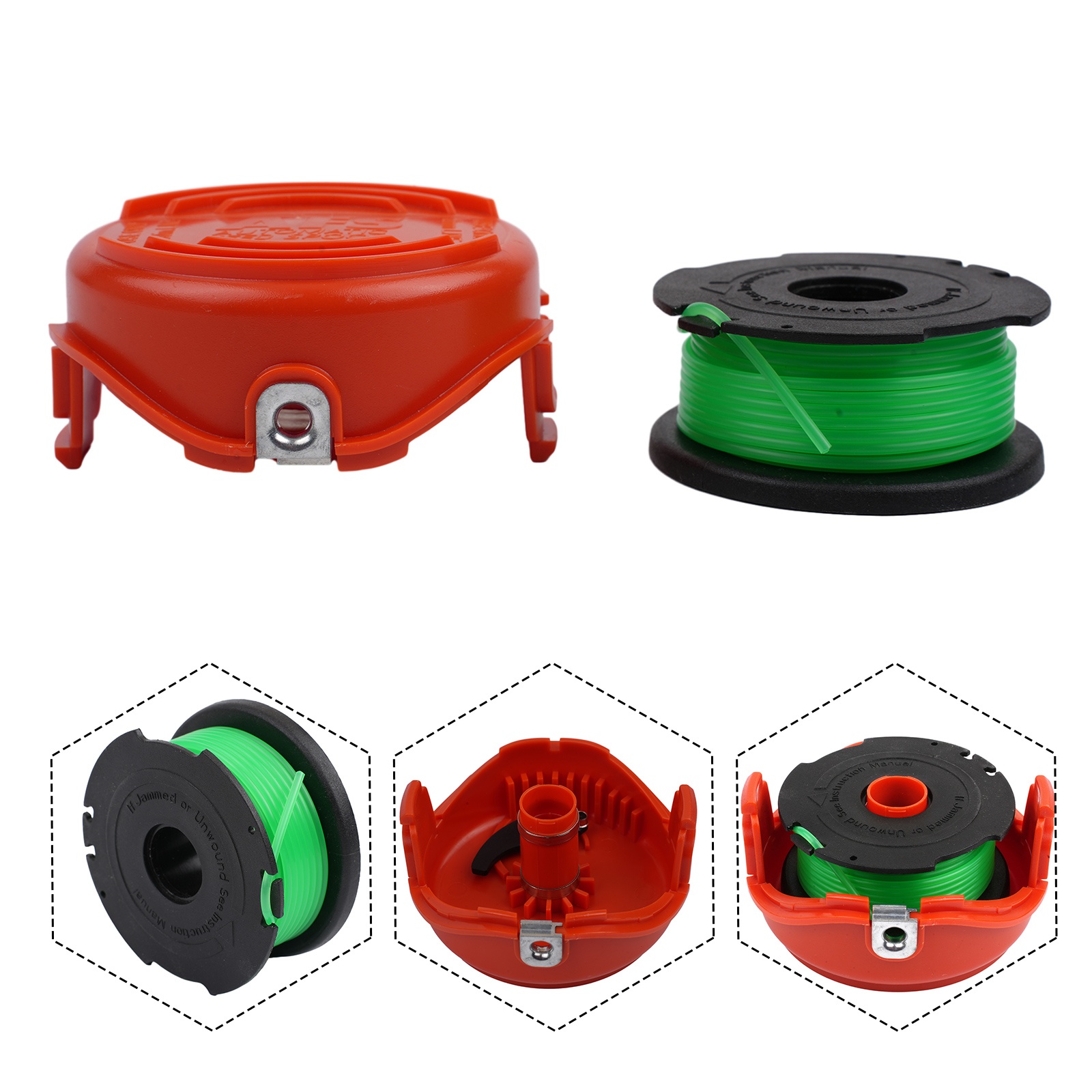 trimmer spool cap and line 90583594 pack for black and decker gl7033 gl8033 gl9035 high abs material