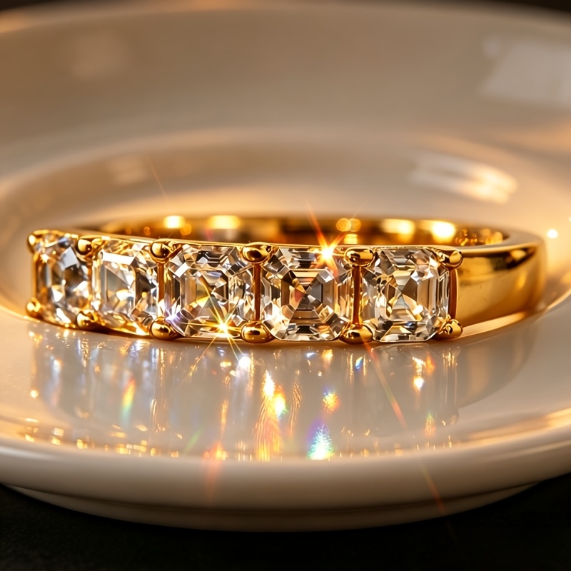 TEMU 1pc Stylish And Classic Square-cut Synthetic Synthetic Zirconia Layered Ring, Suitable For Men And Women. Perfect For Parties, Casual , And