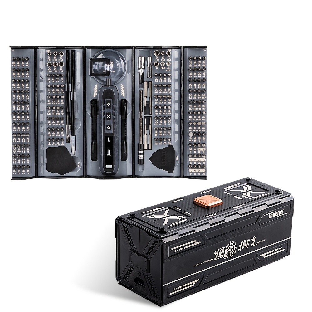E-shop Akku-Schraubendreher-Set mit intelligentem 3-Torques-Design, kompakten Power-Schraubendrehern und einem Koffer, der 160 Präzisionsbits fasst,