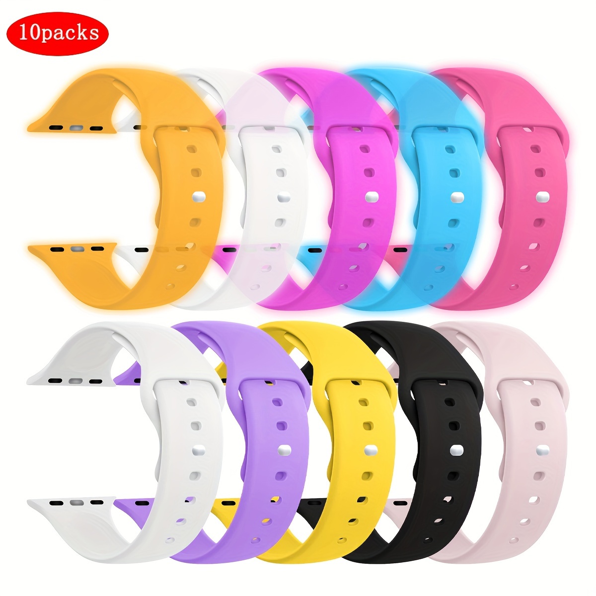 

10 Packs Soft Silicone Bands Compatible With Iwatch 40mm 41mm 38mm 49mm 45mm 44mm 42mm For Women Men, Waterproof Sport For Iwatch Bands Replacement Strap Wristbands For Series Ultra 9 8 7 6 5 4 3 2 1