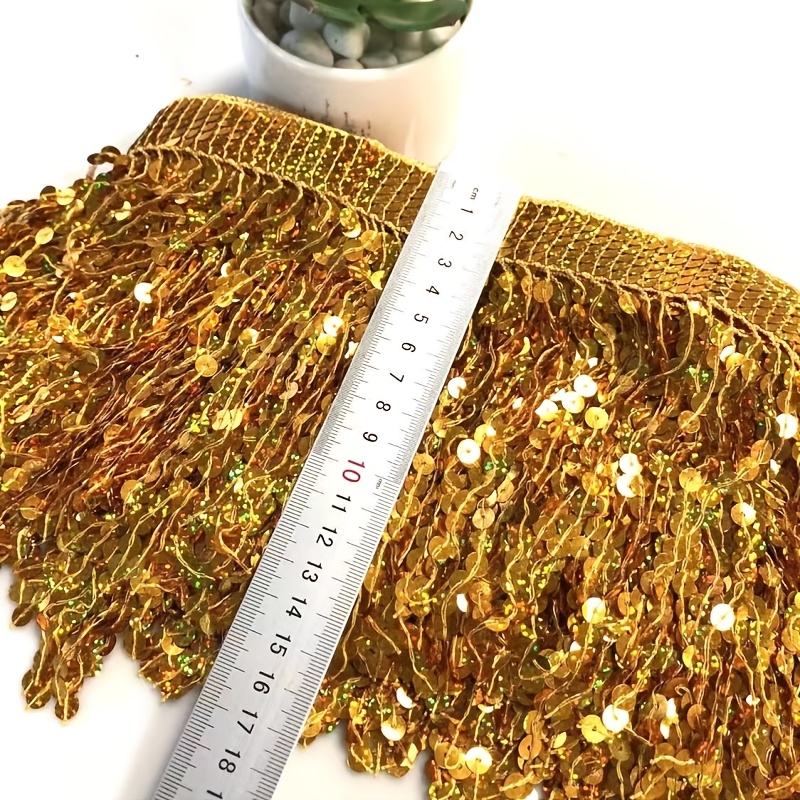 Image of 1 Yard Laser Sequin Ethnic-style Fringe Lace Trim, Diy Latin Dance Ethnic Costume Decorative Accessory