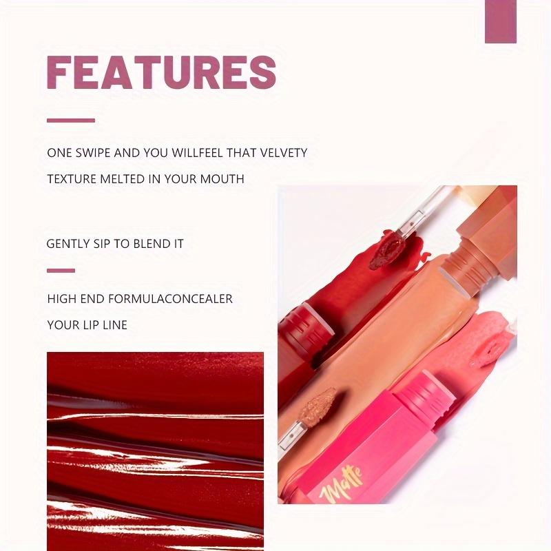 Pudaier Waterproof Matte Velvet Lip Gloss Long-Lasting Nude Shades in 13 Colors