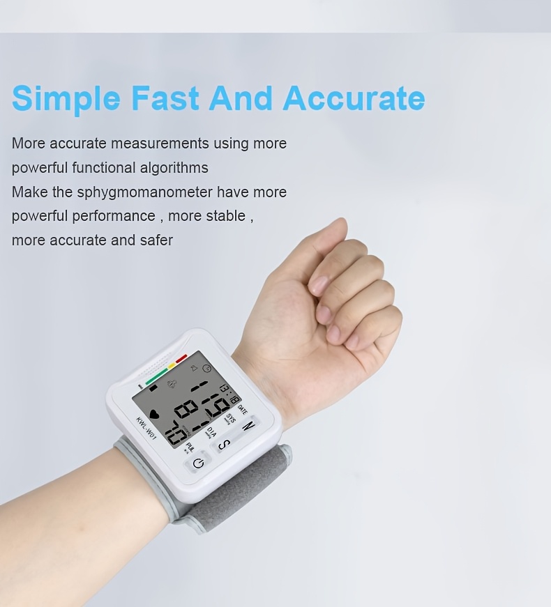 w01 wrist   bp blood pressure meter stethoscope   precise measurement lcd display voice broadcast suitable for high and low blood pressure heart rate irregular detection battery not included Product details 4