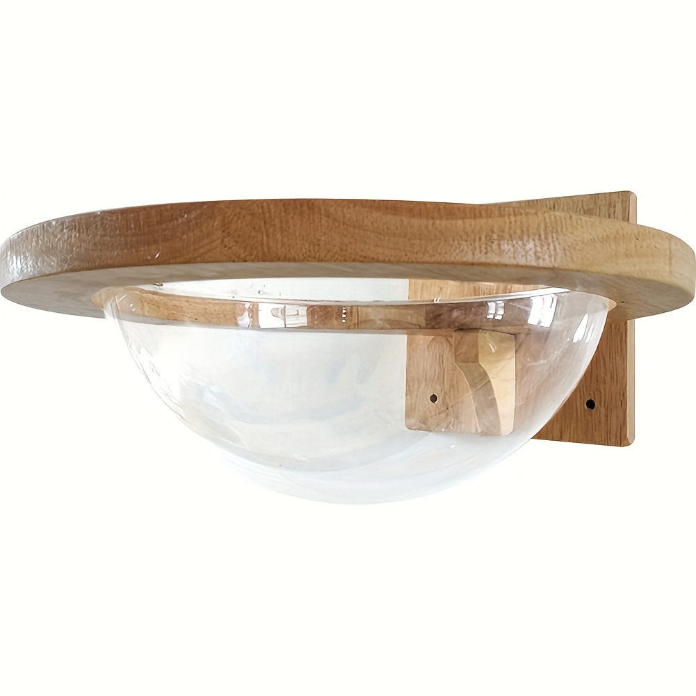 Wall-mounted Wooden Cat Hammock With Clear Capsule Design - Cozy Small Pet Space For Cats, , Natural , Transparent Viewing Window, Pet Relaxation Space | Modern Cat Bed | Elevated Cat Bed