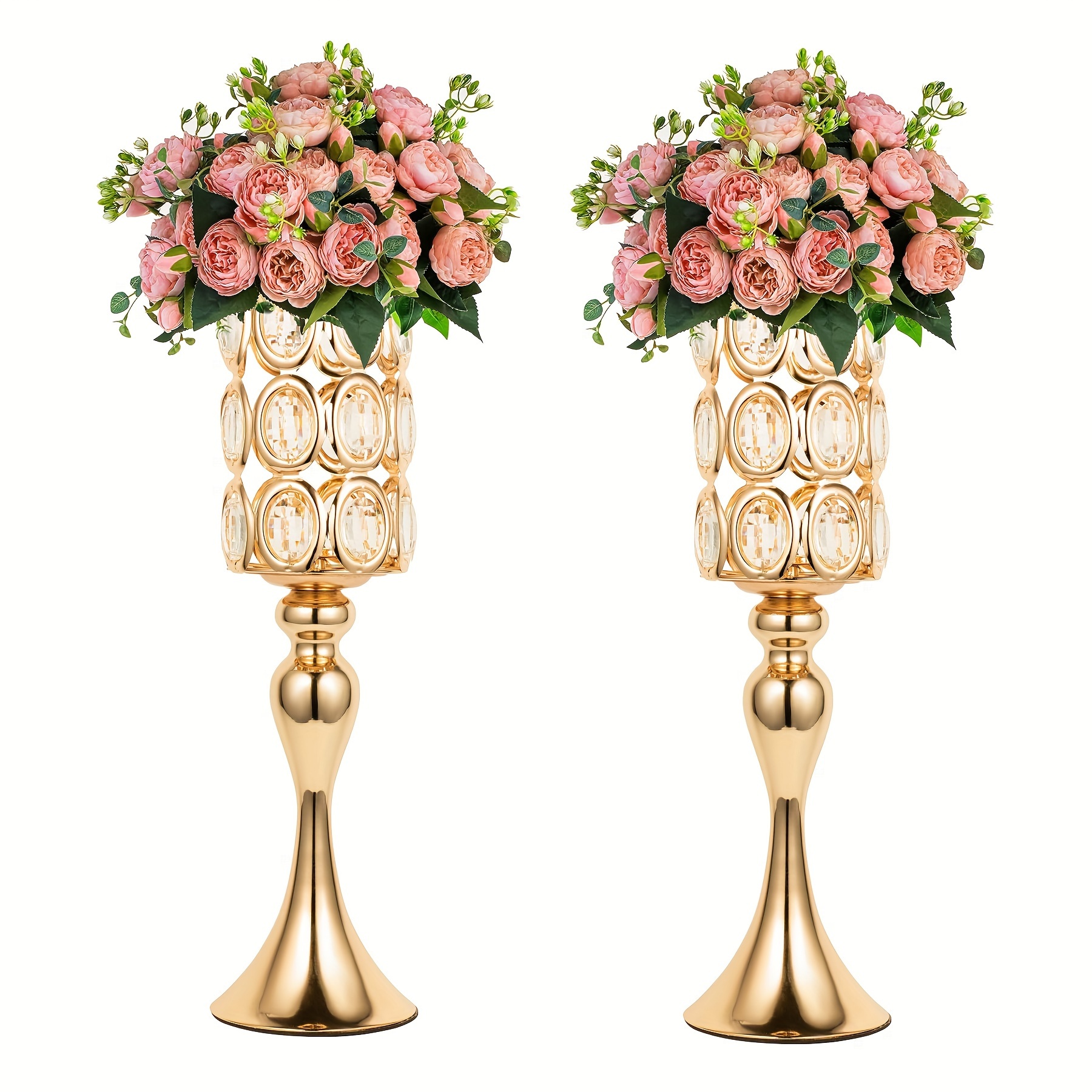 2pcs Set Vase Flower Stand, Wedding Prop Aisle Runner Christmas Party Table Centerpiece Flower Stand, Romantic Candlelight Decorative Candle Holder Ornament