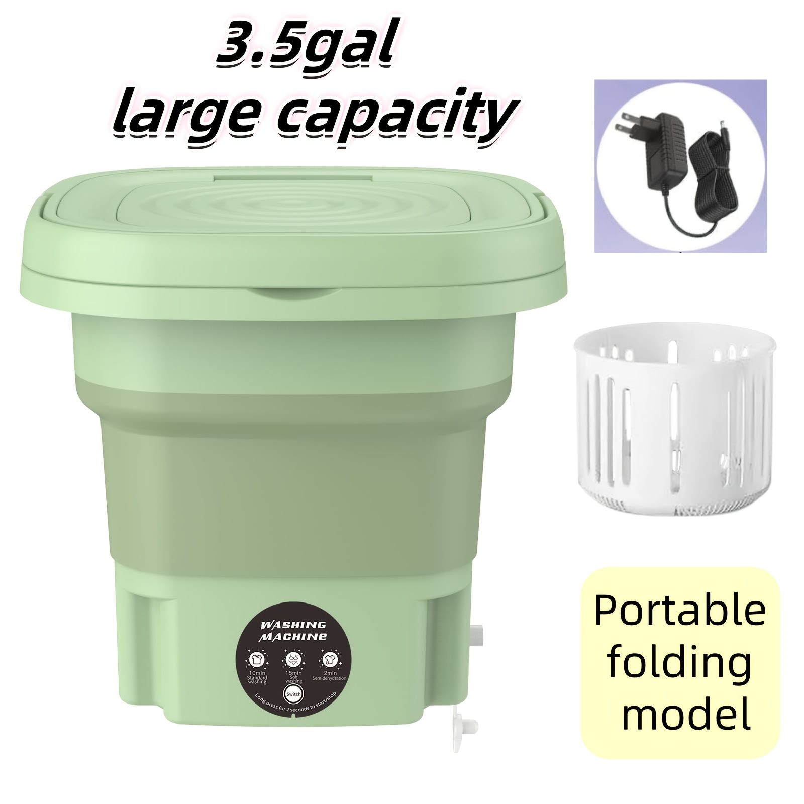 

Extra-large 3.5 Us Gallon Folding Washing Machine - Underwear, Clothes & Small Items - Ideal For Apartments, Rvs, Travel & Camping - Energy- With Smart Pulsator Technology, Foldable Washing Machine