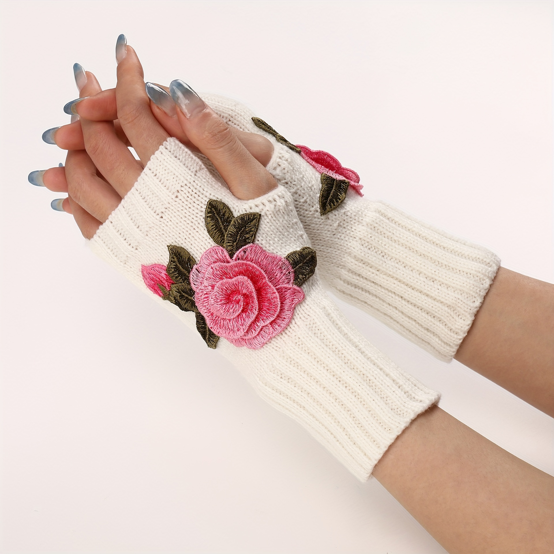 

Women' Knitted Gloves Embroidery, , , , Gloves