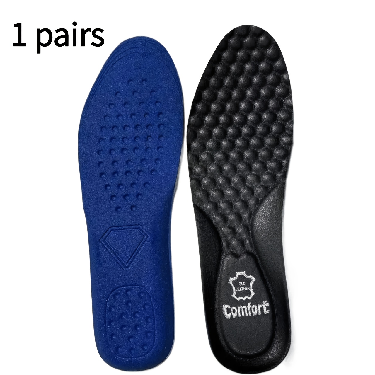 TEMU 1 Pair Pu Genuine Thickened Insole Men's Shock Absorption Comfortable Breathable Cushioning Insole Suitable For All Insole Types