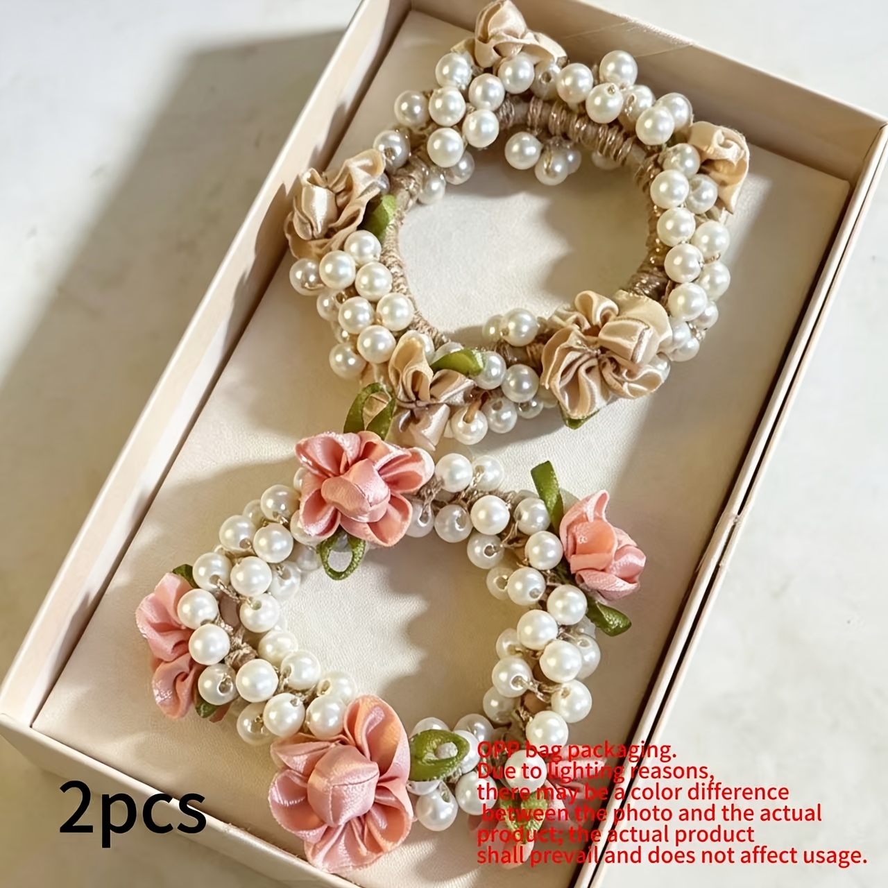 E-shop 2 Stk. Exquisite Blumen-Haargummis, DIY-Armband-Haarbänder, süßer Stil Haarschmuck für Dutts Pferdeschwänze