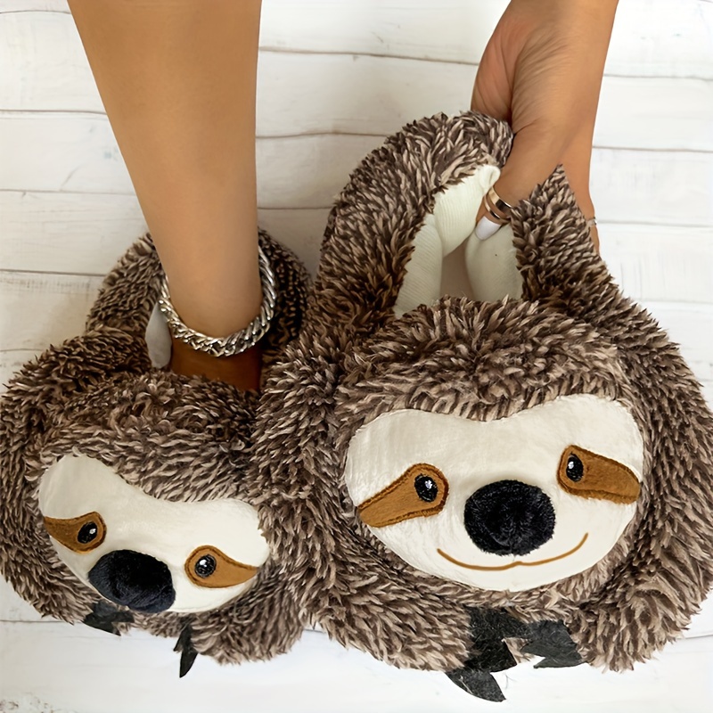 

Cute Sloth Plush Slippers, Cozy Warm Indoor Home Shoes, Novelty Fuzzy Lined Comfort Footwear