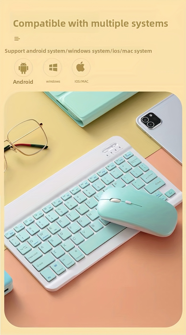 Teclado inalámbrico ultrafino para portátil y para for ipad - Portátil, recargable, diseño ergonómico con carga USB-C, ideal para oficina, viajes y uso doméstico, accesorio para espacio de trabajo en casa | Teclado elegante | Diseño compacto, teclado inalámbrico para portátil
