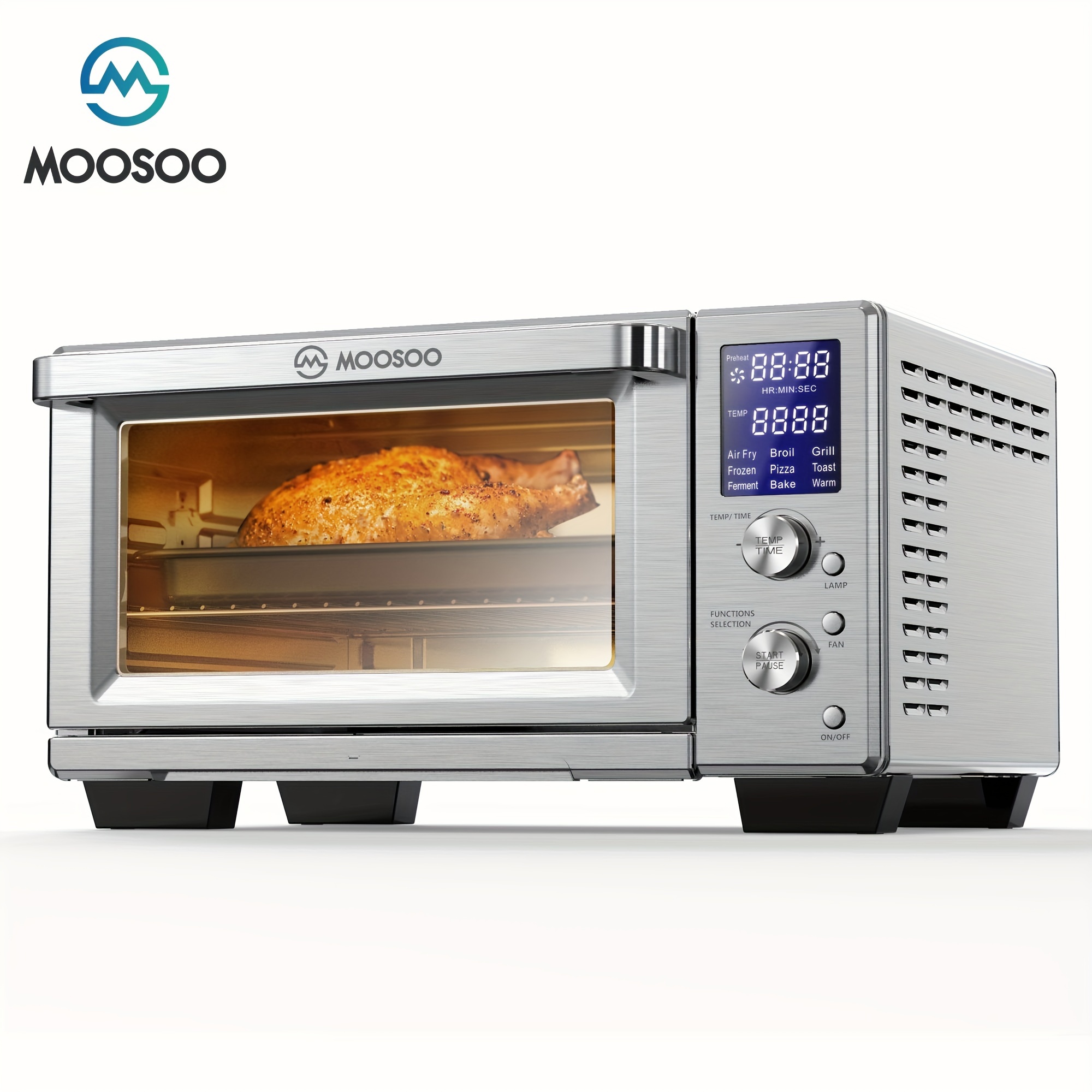 

Moosoo Air Fryer Toaster Oven Combo, 9-in-1 Convection Oven Countertop With 100 Recipes, 30 Qt Stainless Steel Large Air Fryer - 1pc