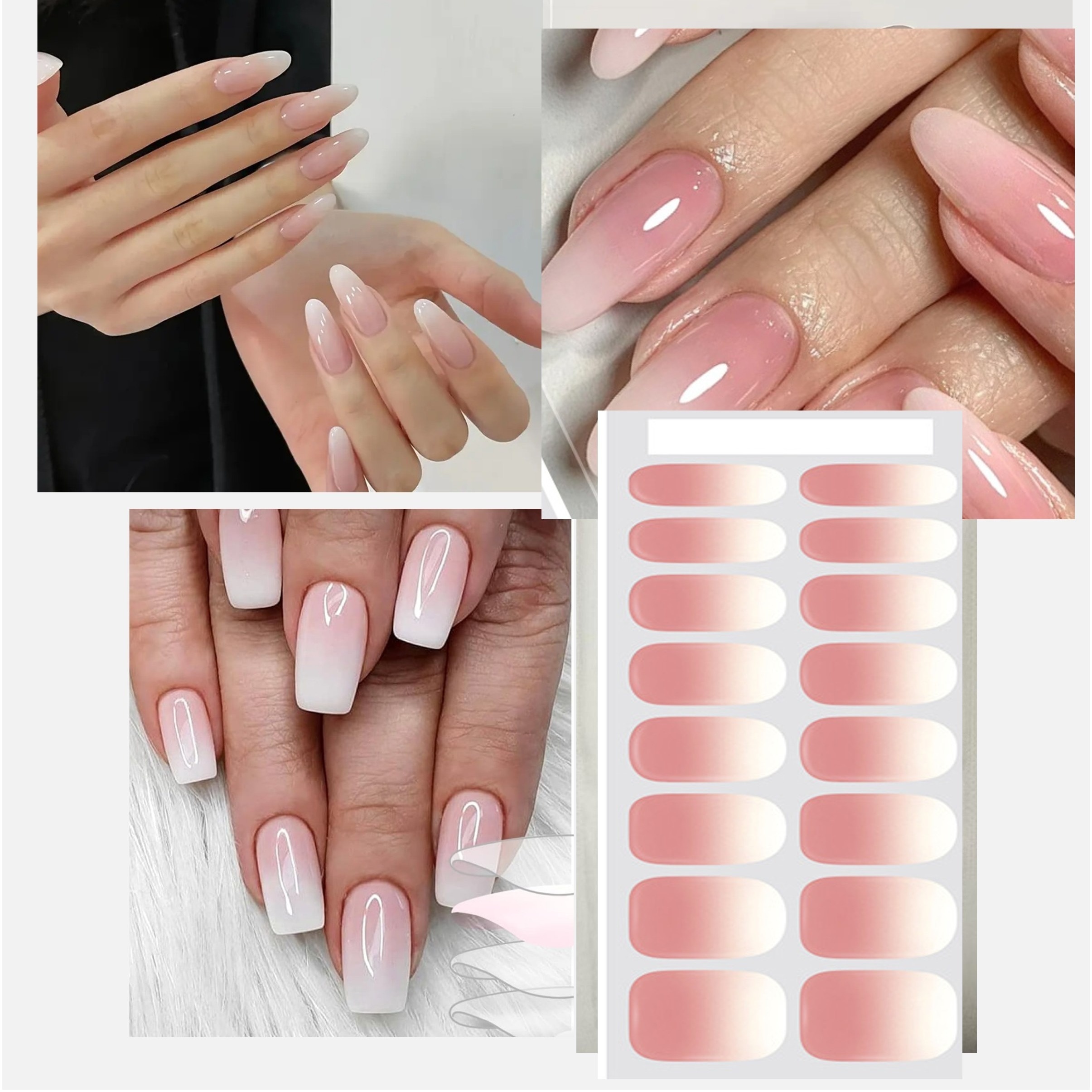 Powder Gradient Nail Stickers, Nude , No Curing Required, Quick Nail Art Styling, For Holidays, Christmas, New Year, Easter, Valentine's Day, Diy Manicure