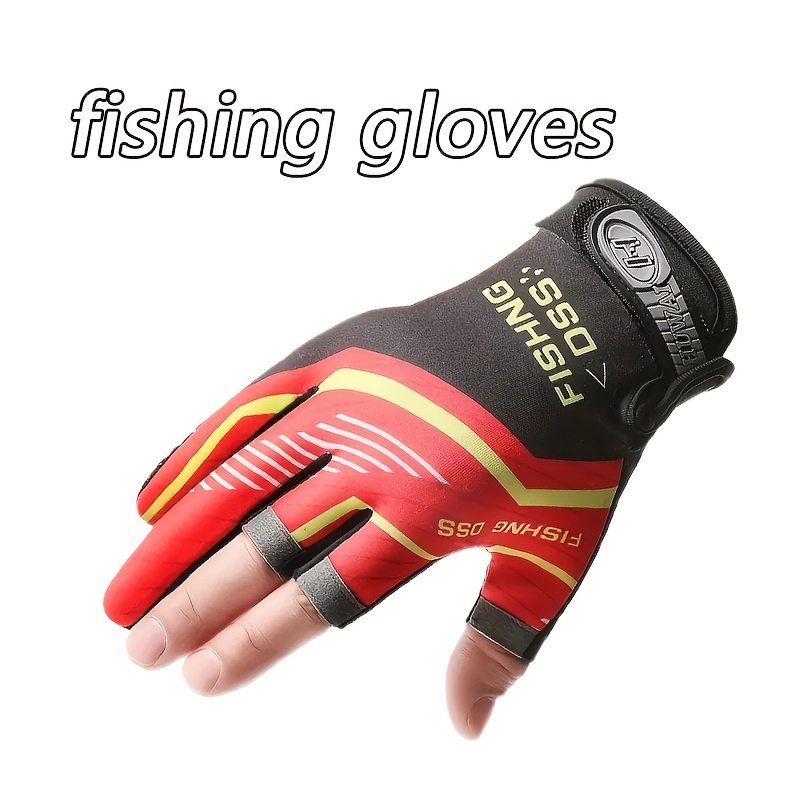 

Breathable Half-finger Fishing Gloves - Non-slip, Adjustable Strap, Red Canvas Material, Outdoor, Fishing Gloves