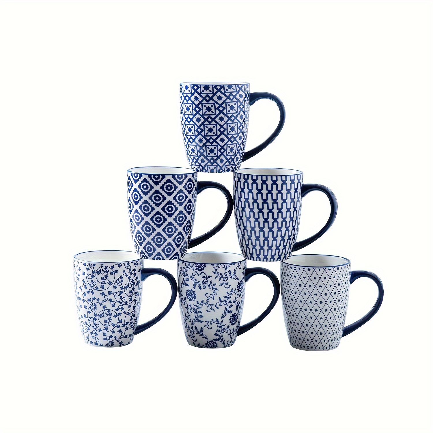 

6pcs, Cerkik Ceramic Coffee Mug Set, 16oz Large Ceramic With Handle, For Women, Men, , Latte, Cappuccino, Christmas, Housewarming, Gift, Microwave Dishwasher Safe,