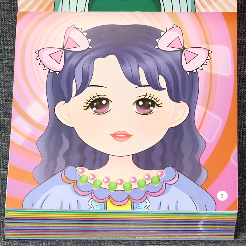 Educational DIY Princess Sticker Activity Book - Magic Dress Up Stickers Set for Toddler Girls Age 3+, Creative Craft Activity Gift, Birthday Party Favors Chinese Version