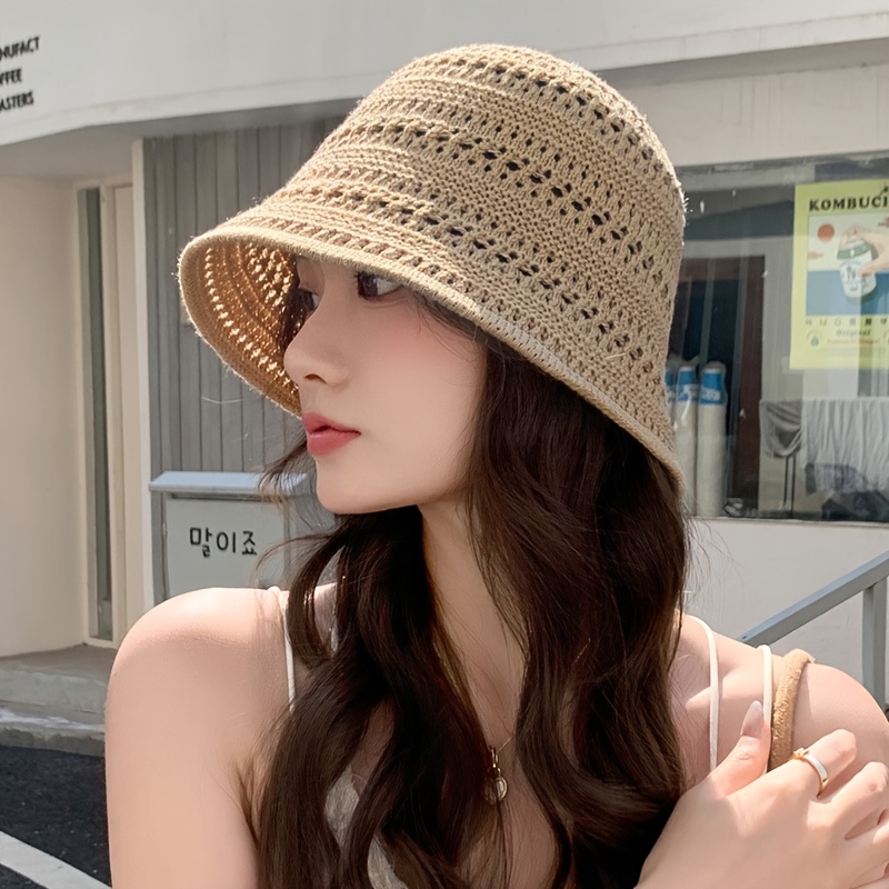 Image of 2026 New Summer Women's Hollow Sunshade Hat, Breathable Thin , Suitable For Shopping, Travel, And