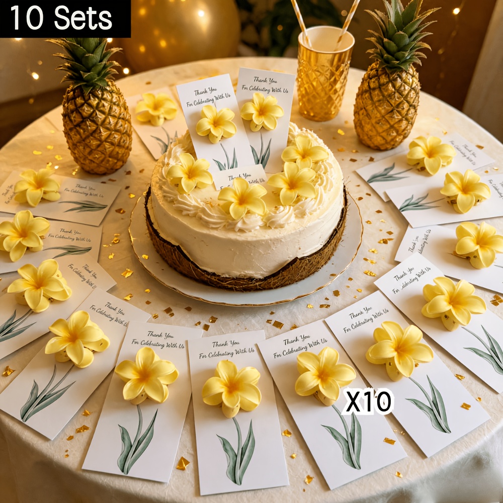 TEMU 10 Sets de Kits de Jaune Dégradé Brillant avec Cartes de Végétation " de ", Cadeaux Souvenirs pour Fiançailles, Fête de Thé dans le Jardin,