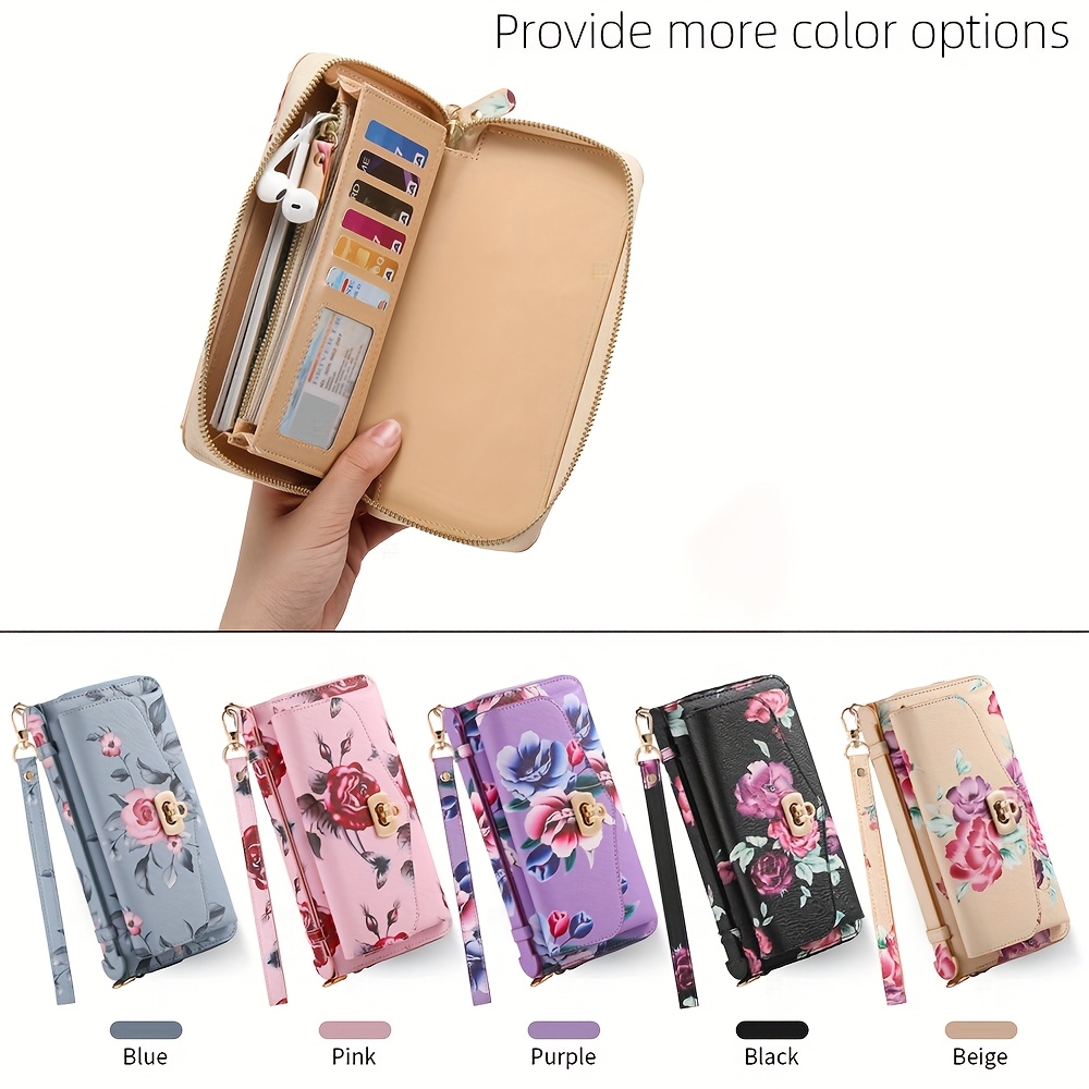 Chinese Style Flower Mobile Phone Case, Mobile Phone Bag, Wallet, Credit Card Holder, Bank Card Holder, Card Holder, Coin Purse