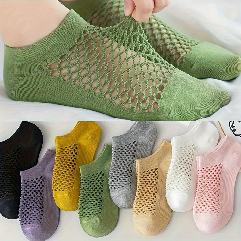 

5 Pairs Mesh Hollow Socks, Comfy & Breathable Short Tube Socks, Women's Stockings & Hosiery