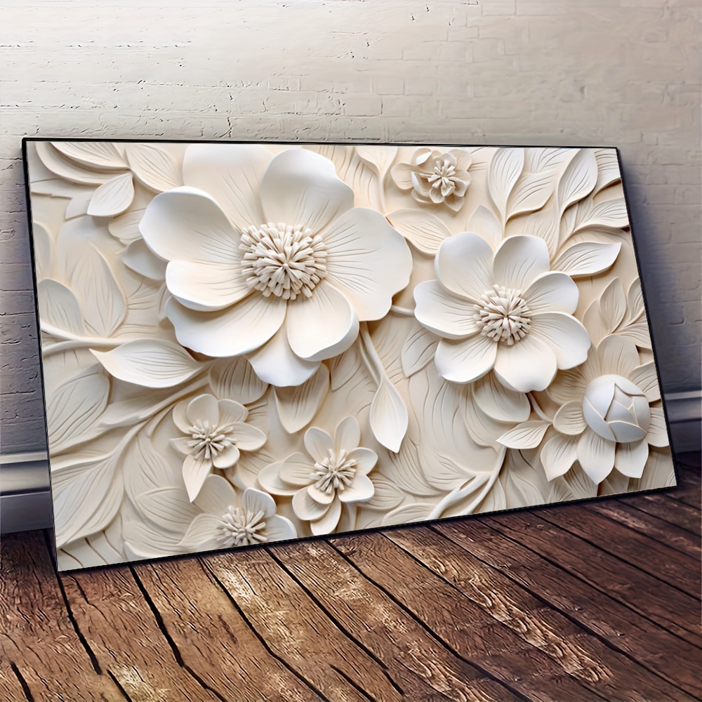 

3d Floral Wall Art Canvas Print, Poster, 31.49"x47.24" Textured Canvas Wall Decor For Living Room And Bedroom, No Electricity Needed