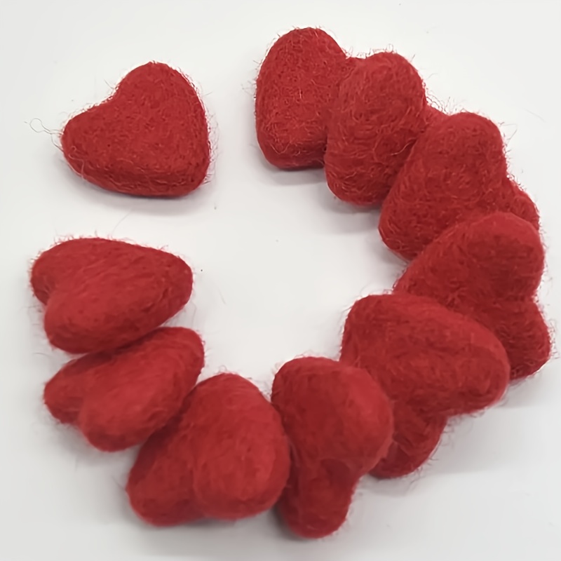 

5- Wool Felt Heart Decorations, Multipurpose Tabletop Vase Filler & Wreath Embellishments, No Electricity Needed, Valentine's Day Gift