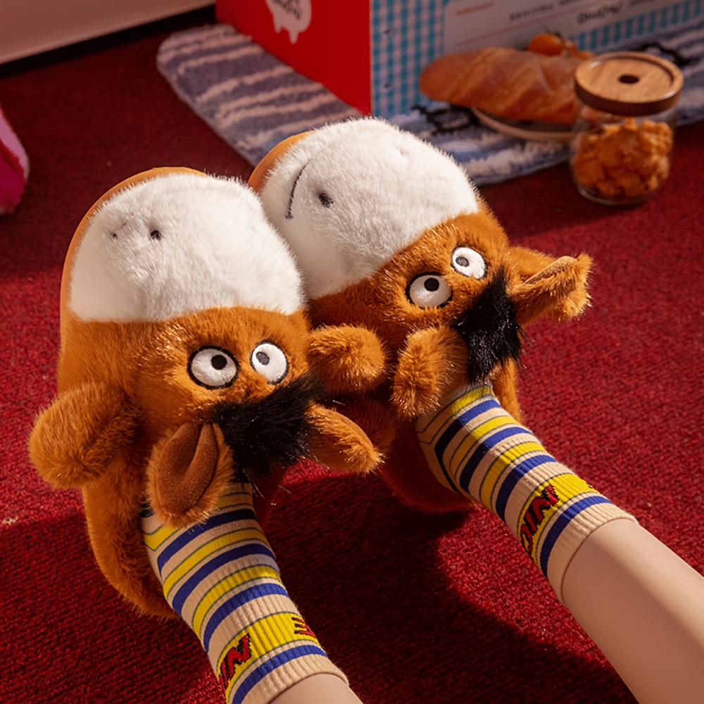TEMU Cute Donkey Plush Slippers Autumn Winter Men Indoor Slippers Warm Lined House Slippers Thick Bottom Slippers For Women Home Shoes