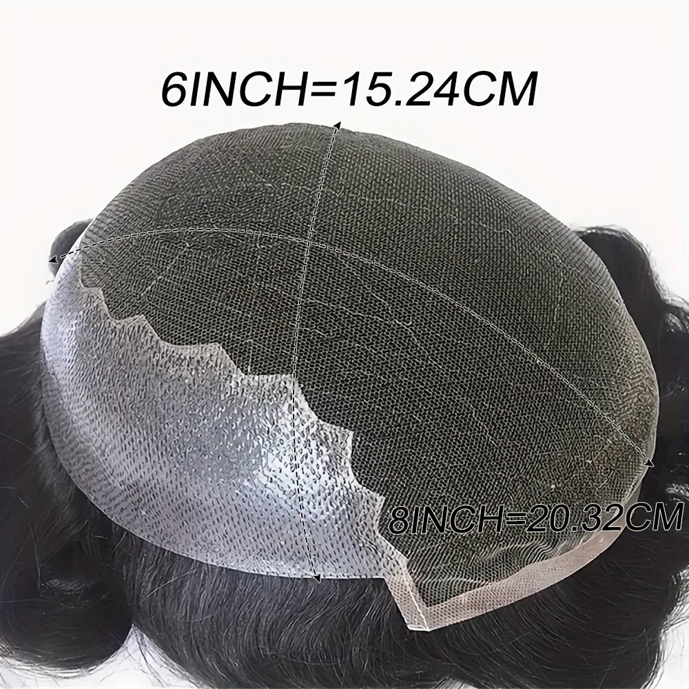 Image of Durable Q6 Capillary Hair Prosthesis For Men, Featuring Hairline. This 7x9 Breathable Lace Replacement Unit Is A Toupee Human Hair In A #1b , Straight Style, And Thin , Perfect For Father's Day